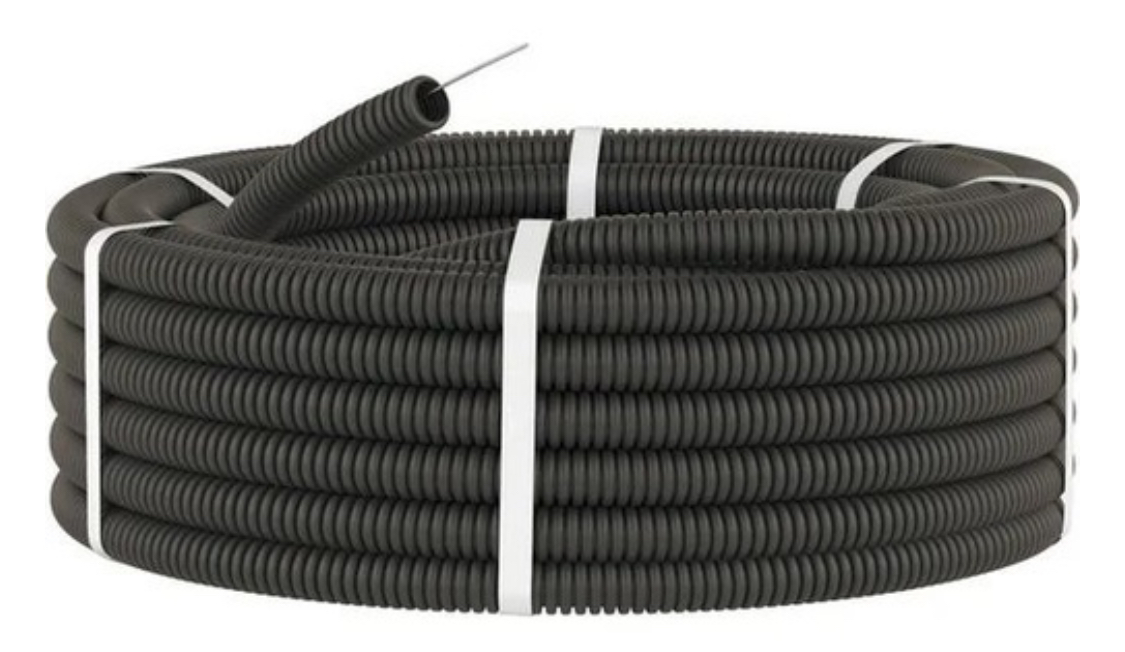 Труба гофрированная ПНД 20 мм с протяжкой легкая черная (100м)