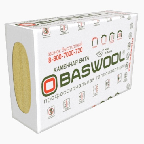 BASWOOL ВЕНТ ФАСАД 80, плт. 80 кг./куб.м. (1200*600*50 мм, в упак. 6 плит, 4,32 кв.м,  0,216 куб.м.), упак (02064)
