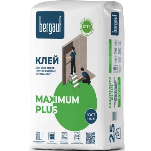 Клей плиточный Bergauf MAXIMUM PLUS 25 кг. (01274)