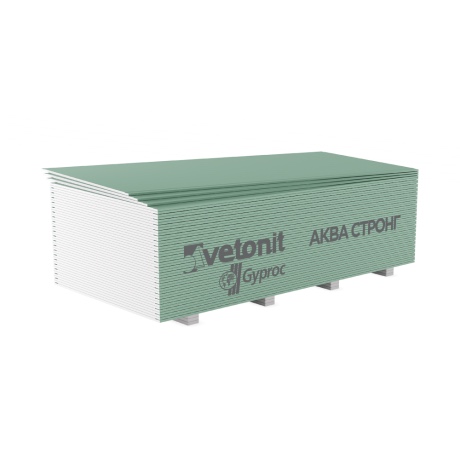 Гипсокартон Vetonit (Gyproc) Аква Стронг 1950х1200х15 мм высокопрочный влагостойкий