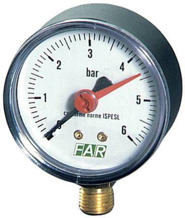 Манометр 1/4" (радиальное соед.) , 0-10 бар, - 20-80 °C, O 63 мм