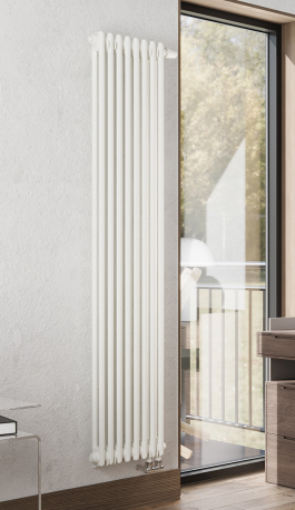 Трубчатый радиатор Nova Siluet двухтрубный 1800 мм высотой, 290 мм шириной, 6 секций, боковое подключение 3/4", белый молочный матовый, NS-T2 1800 6 S R9010(M)