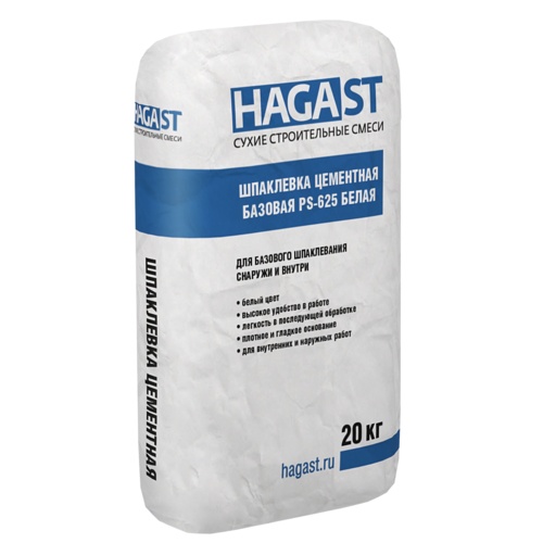 (С) Шпаклевка цементная базовая HAGAST PS-625 Белая 20 кг. (01526)