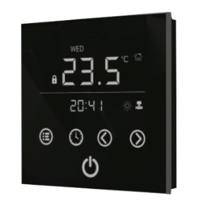 703201 Настенный регулятор Varmann Vartronic - программируемый для регулирования температуры воздуха в помещении конвекторами с принудительной конвекцией, цвет черный. (24В)