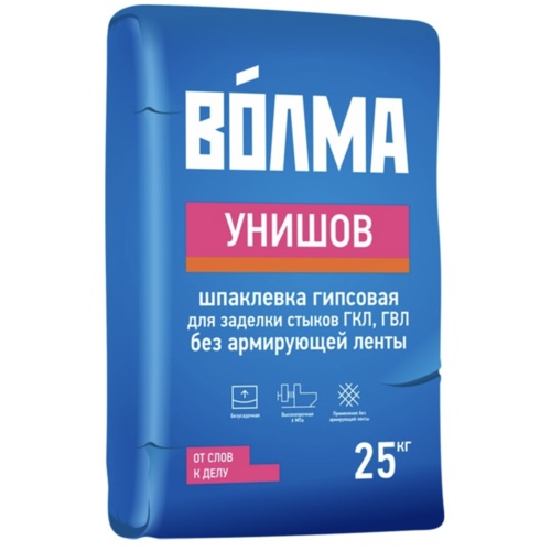 Шпаклевка гипсовая для заделки стыков ГКЛ ГВЛ ВОЛМА Унишов 25 кг. (01566)