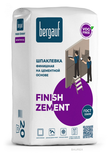 Bergauf Finish Zement 20 кг Финишная шпаклевка на цементной основе (00-00157079)