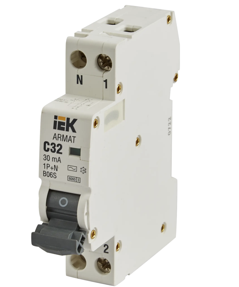Дифференциальный автомат IEK Armat АВДТ B06S 1P C32 А 30 мА 6 кА AC AR-B06S-1N-C32C030