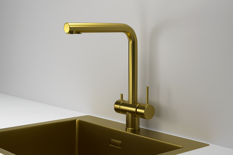 KS-7011, ЗОЛОТО САТИН, СМЕСИТЕЛЬ КУХОННЫЙ