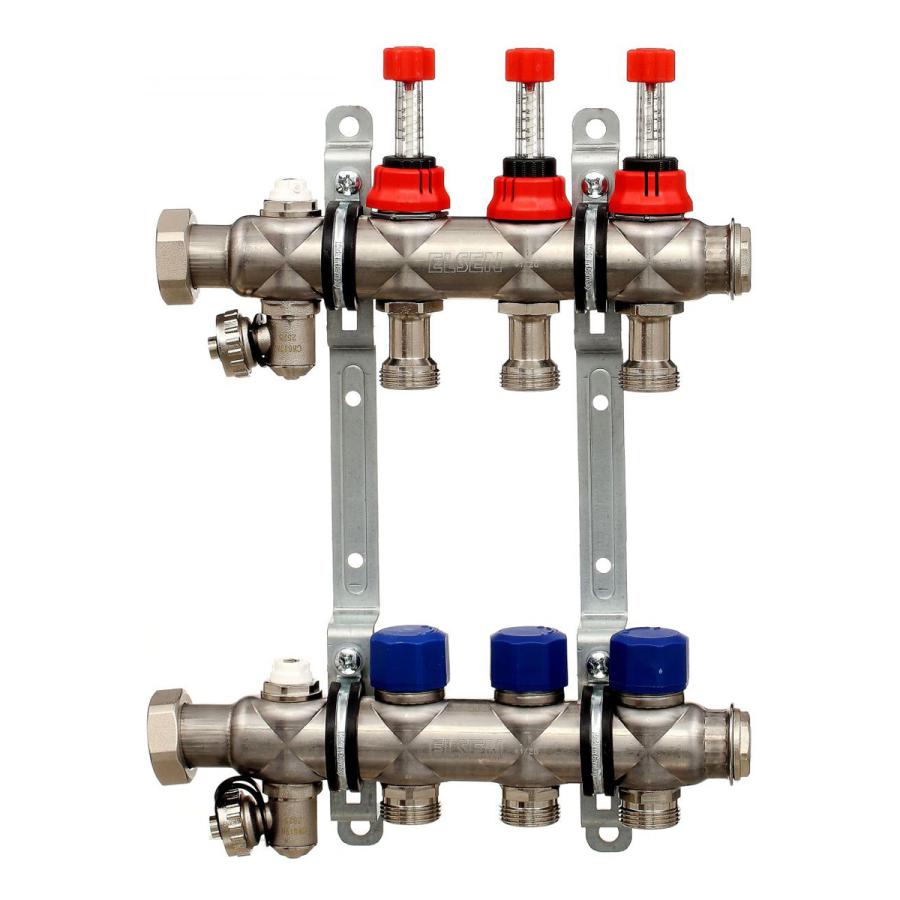 Коллекторная группа, ELSEN, 1", 3 контура, размер отвода-3/4", PN, бар-4, T°C -от 0 до +70, с вент