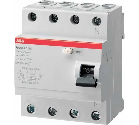 Выключатель диф. тока ABB 4п 25A 30mA тип AC FH204