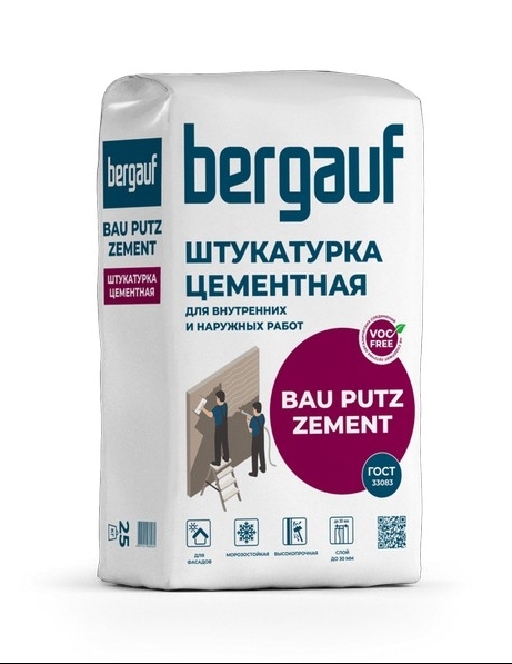 Bergauf Bau Putz Zement 25 кг Штукатурка цементная