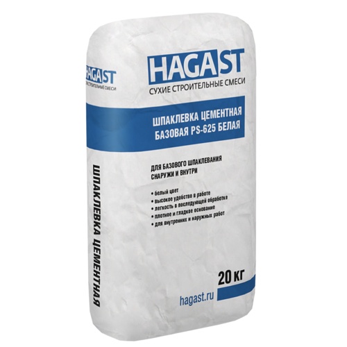 (С) Шпаклевка цементная финишная HAGAST PS-625 Белая 20 кг. (01528)