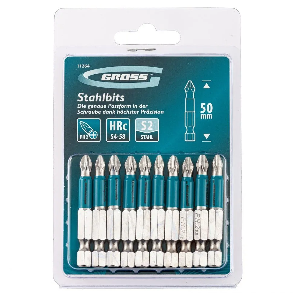 Бита PH2 х 50, сталь S2, 10шт/уп Gross