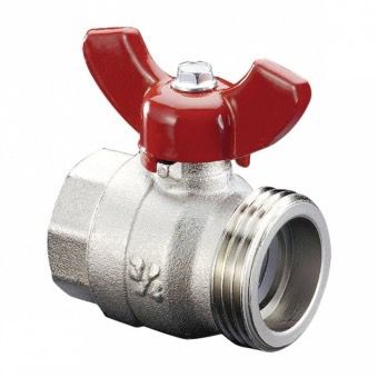 Кран шаровой Ду 20 G 3/4 ВР х G 1 НР с плоским уплотнением