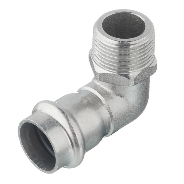 Угол 90° переходной под пресс 22 x 3/4" (ВР) из нержавеющей стали