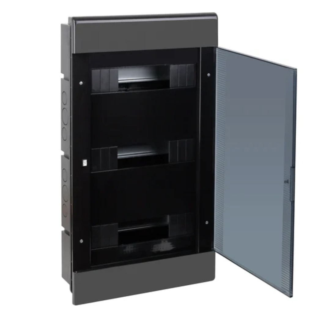 Щиток скрытой проводки Рувинил Тусо на 36 модулей с дверцей 547x299x103 мм черный 68136Ч