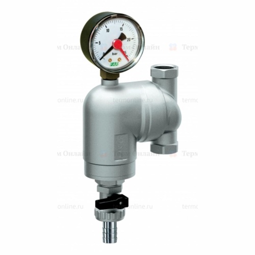 Фильтр 100мкм, с манометром, Max: 95 °C, 25 бар. Поворотное соединение 3/4" ВР-НР