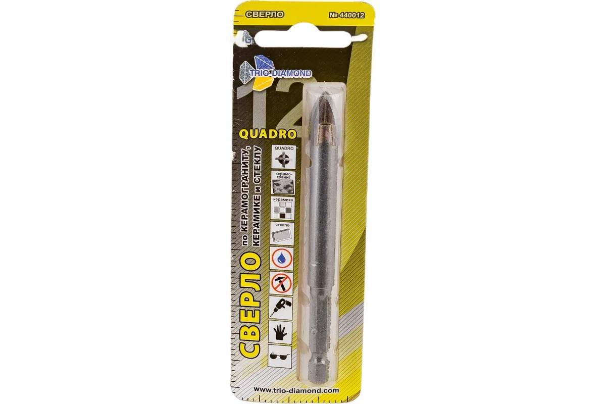 Сверло по стеклу и кафелю Trio-Diamond Квадро 4B 12*65 mm