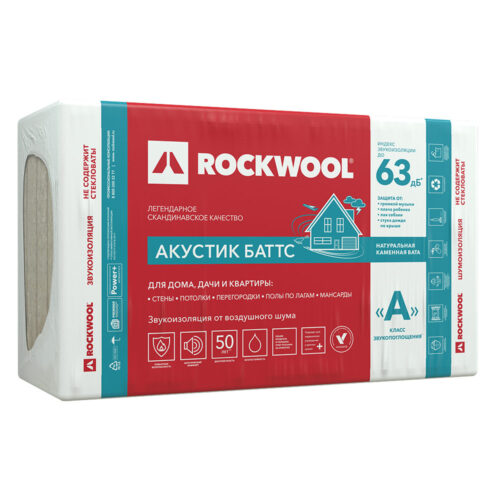 Шумоизоляция Rockwool Акустик Баттс 50х600х1000 мм (00875)