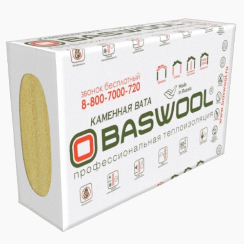 BASWOOL ФАСАД 120, плт. 120 кг./куб.м. (1200*600*100 мм, в упак. 3 плит, 2,16 м2, 0,216  куб.м.), упак (02067)