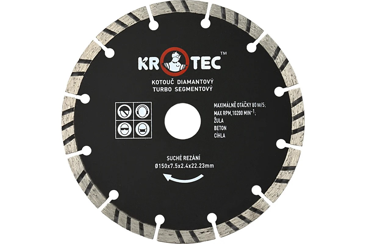 Диск алмазный KROTEC турбо сегментный 150 х 7,5 x 22,2 (h=2,4)