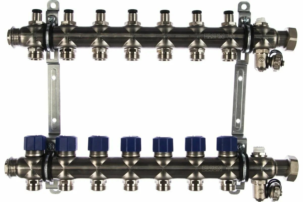 Коллекторная группа, ELSEN, 1", 8 контуров, размер отвода-3/4", PN, бар-4, T°C -от 0 до +70, с вент
