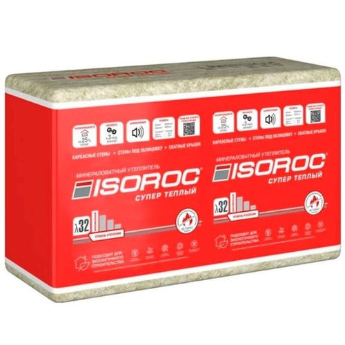 Утеплитель ISOROC Супер Теплый 100/610x1000/Е/К (01991)