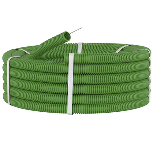 Труба ПВХ гибкая гофр. д.20мм, лёгкая с протяжкой,100м, цвет зеленый DKC