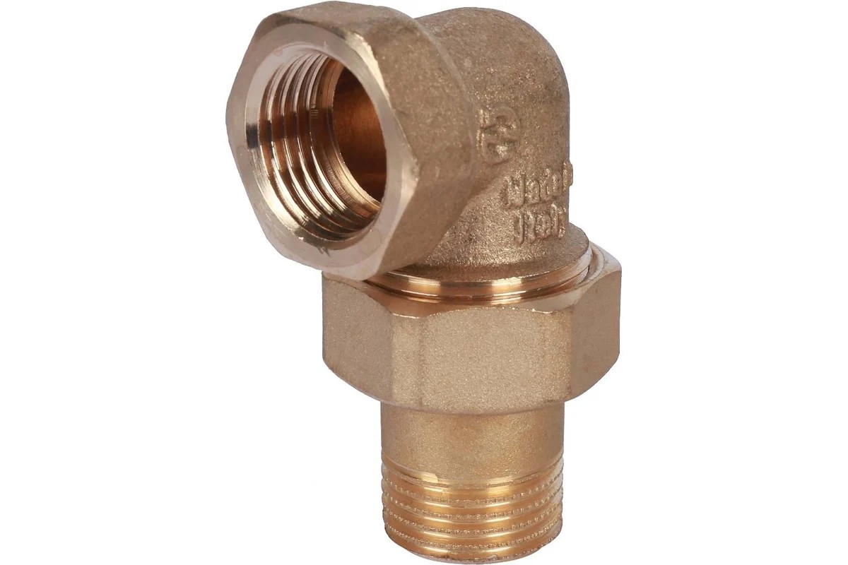 Разъемное соединение с прокладкой O-RING латунное угловое 1/2" ВР-НР, Stout SFT-0056-000012