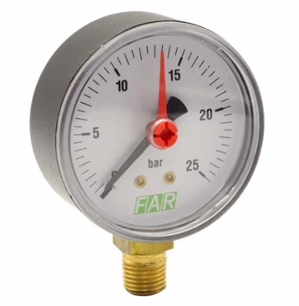 Манометр 1/4" (радиальное соед.) , 0-25 бар, - 20-80 °C, O 63 мм