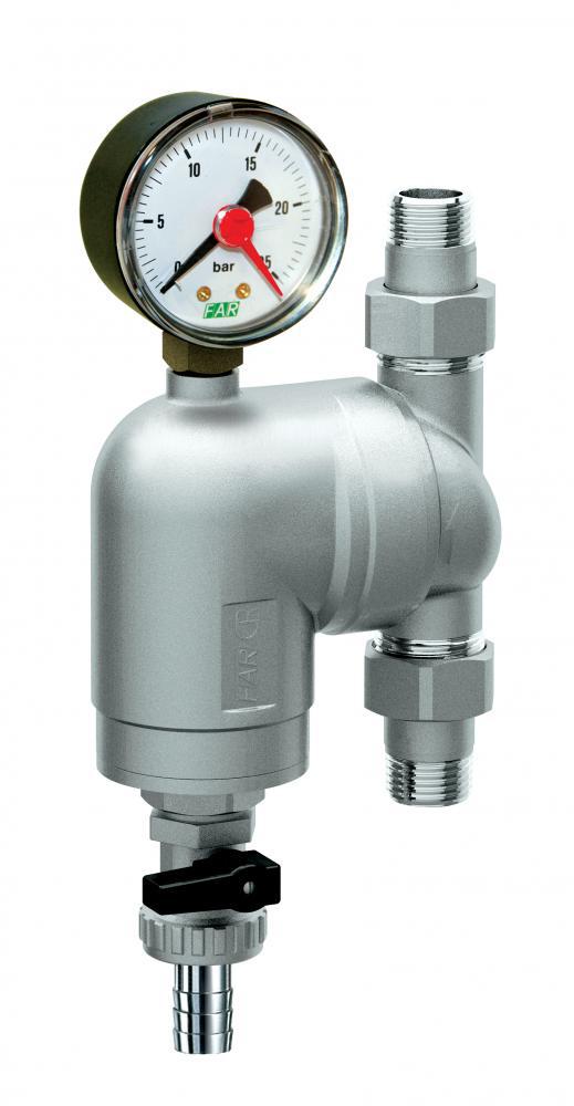 Фильтр 100мкм, с манометром,  Max: 95 'C, 25 бар. Поворотное соединение 3/4" НР