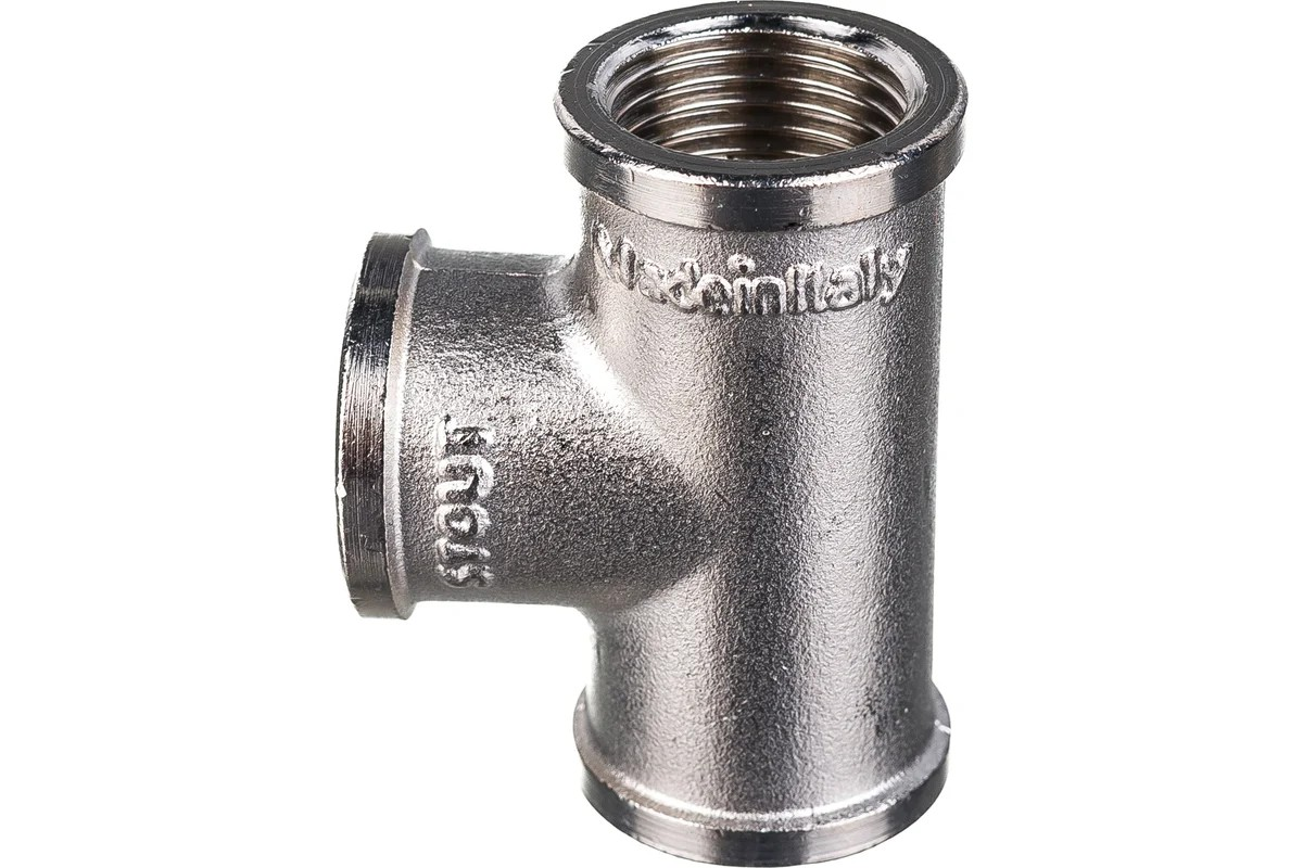 Тройник ВВВ 1/2'х1/2'х1/2' никелированный STOUT