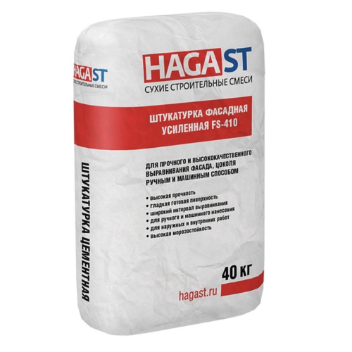 (С) Штукатурка фасадная усиленная HAGAST FS-410 40 кг. (01511)