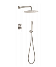 Смеситель встроенный + верхний+ ручной душ, Uno. Nickel Brush