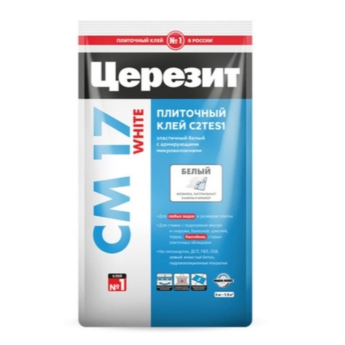 Церезит CM17 White/5кг Белый Плиточный клей для мозаики и мрамора (02075)