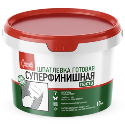 Шпатлевка готовая Суперфинишная паста 15кг ТМ СТАРАТЕЛИ (00390)