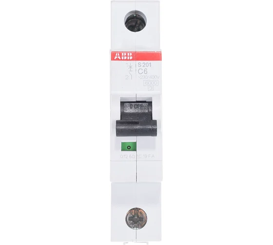 Автоматический выключатель модульный ABB S201 1P 6А тип C 6 кА 220 В