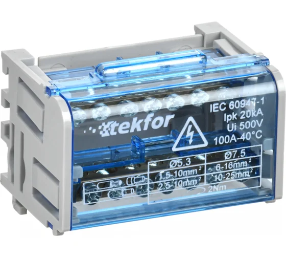 Шины на DIN-рейку (кросс-модуль) IEK TEKFOR ШНК 2x7 L+PEN TF-DN10-2-07-100