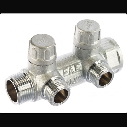 Запорный коллектор 1" (ВР-НР) с 2 отв. 3/4" НР(EU) (00-00005717)
