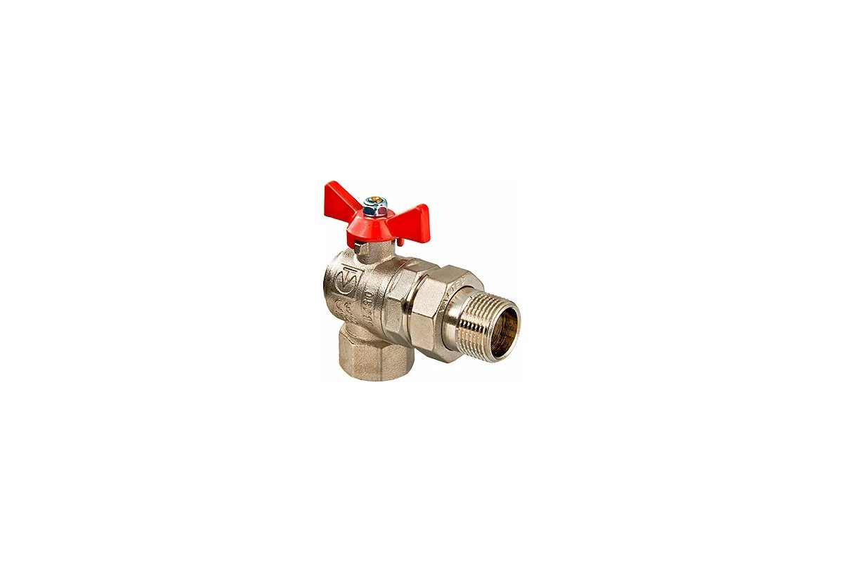 Кран шар. BASE угловой с полусгоном 3/4" вн.-нар.