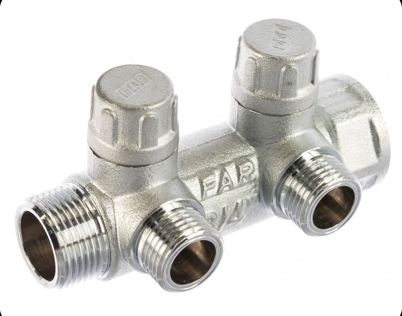 Запорный коллектор 1" (ВР-НР) с 2 отв. 3/4" НР(EU) (00-00005717)