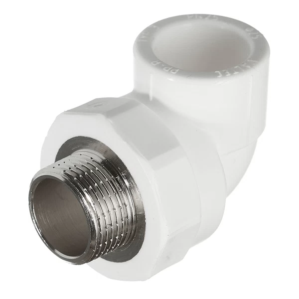 Угольник 20x1/2' НР комбинированный, полипропиленовый, белый