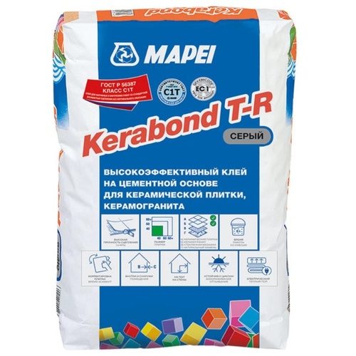 KERABOND T-R, TM MAPEI, цвет серый, (25кг), (Россия), Смесь сухая клеевая на цементном вяжущем класс С1Т (01993)
