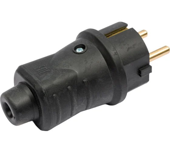 Вилка прямая каучуковая 230В 2P+PE 16A IP44 Марс EKF