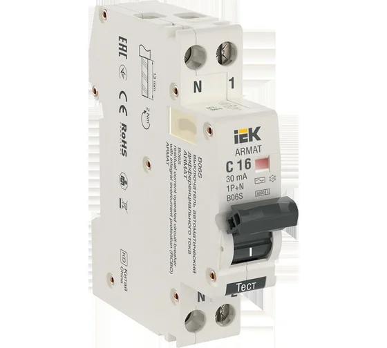 Диффавтомат 1P+N C16 (типАС 6кА) "IEK" ARMAT