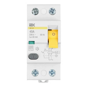 УЗО IEK Karat ВД1-63 40А 1P+N тип AC 30 мА 4,5 кА (MDV10-2-040-030)