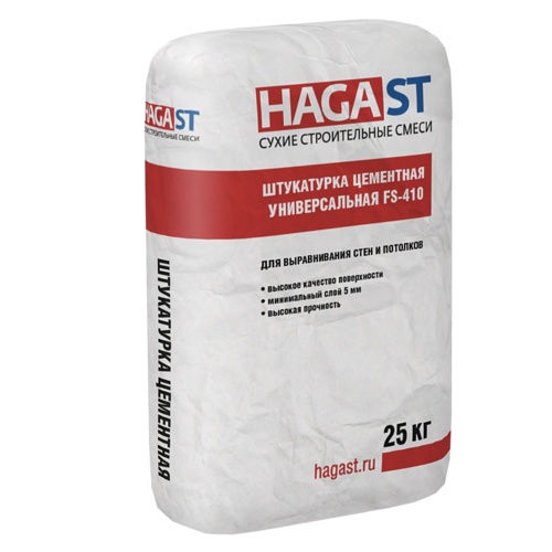 (С) Штукатурка цементная универсальная HAGAST FS-410 25 кг. (01508)