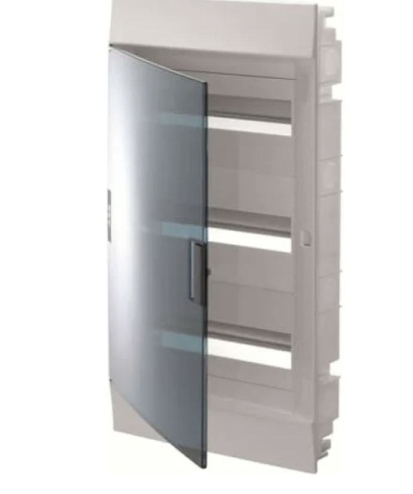 Бокс в нишу ABB mistral41 36 модулей, зеленая прозрачная дверь, 3 ряда, c клеммами 1SLM004101A1207