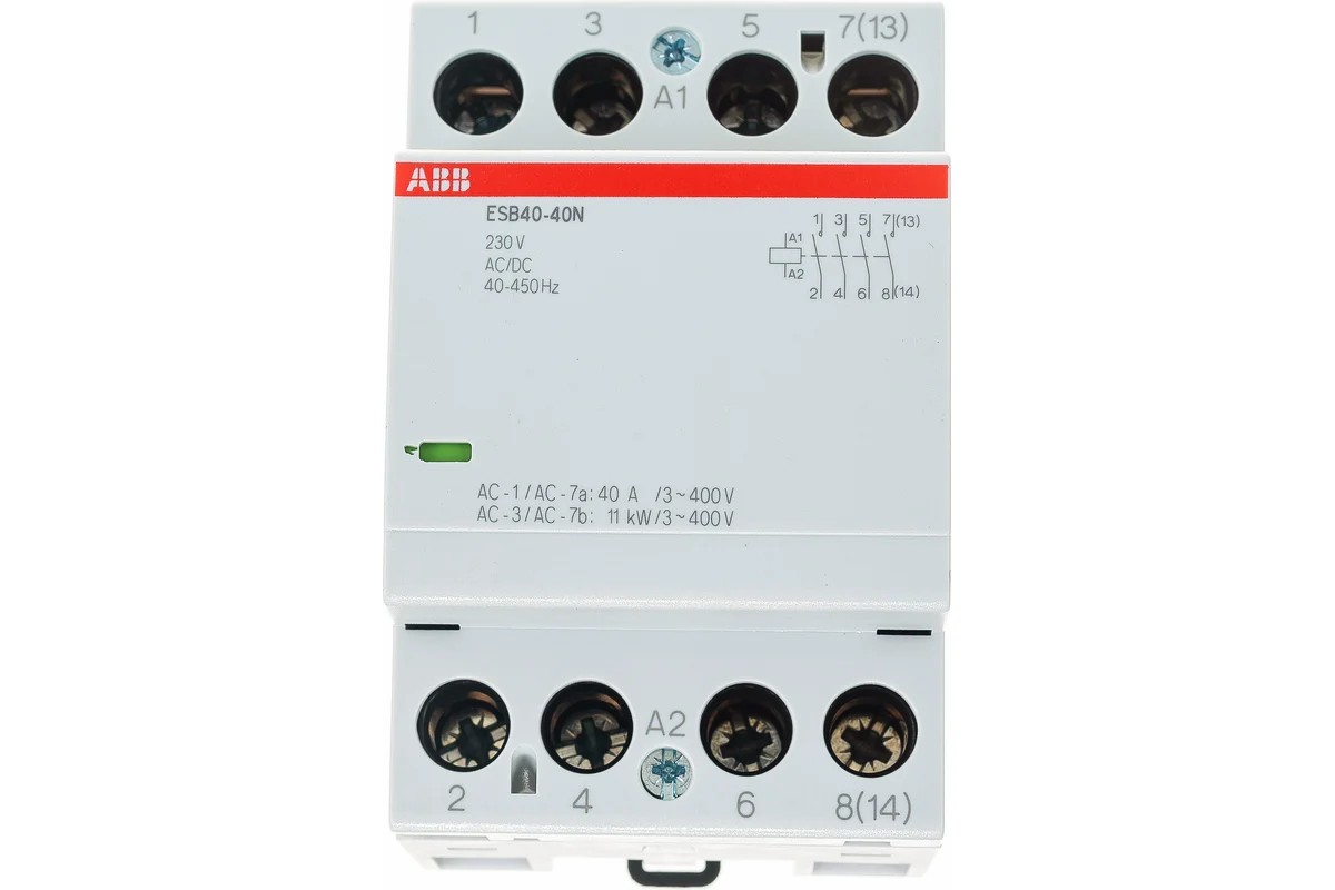Модульный контактор ABB ESB-40-40N-06 (40A AC1) 220B AC/DC