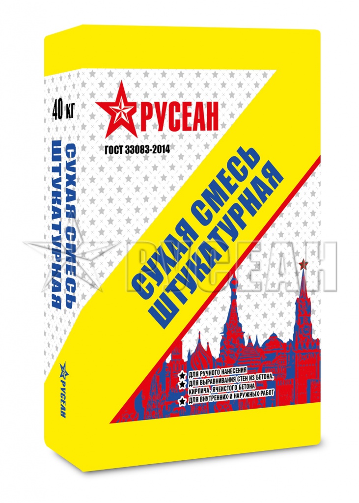 РУСЕАН Штукатурная сухая смесь модифицированная в мешках по 40кг